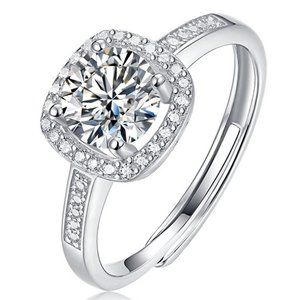 Certified 1ct. t.w. Diamond Moissanite Halo Engagement Ring NEW C